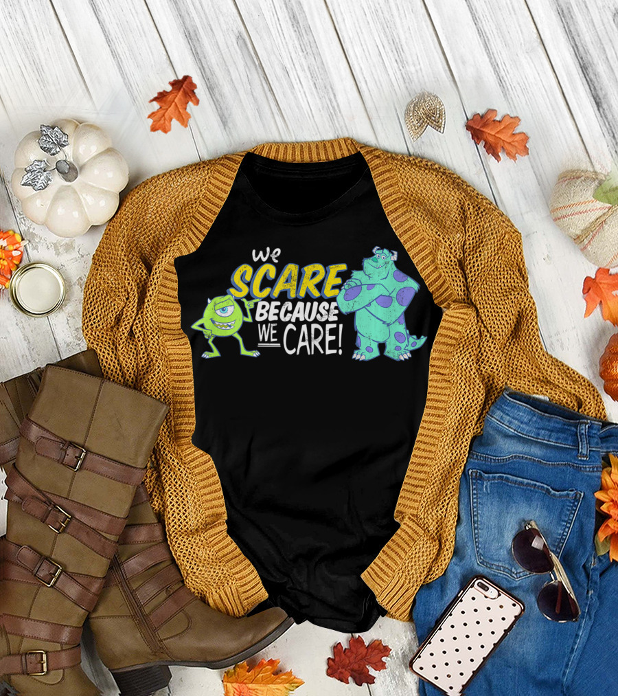 Disney Pixar Monsters Inc We Scare Because We Care Mike and Sulley T-Shirt