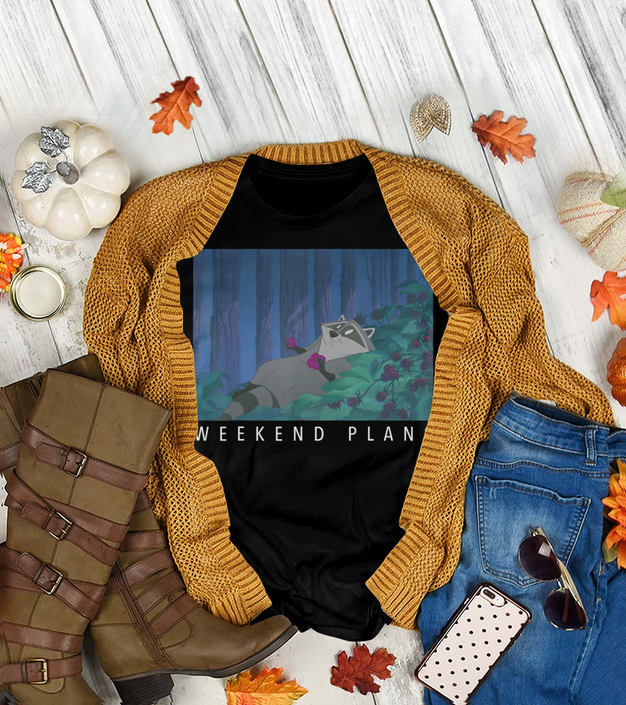 Disney Pocahontas Meeko Relaxing in Forest Weekend Plans T-Shirt