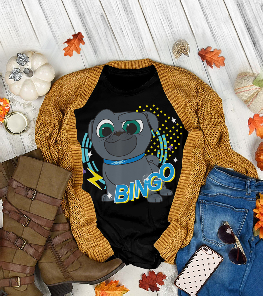 Disney Puppy Dog Pals Bingo Stars and Circles Happy Face T-Shirt