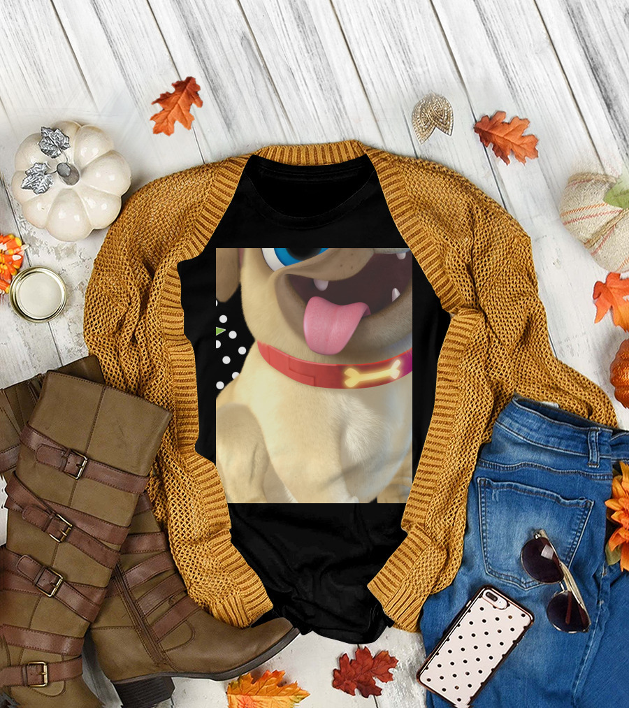 Disney Puppy Dog Pals Rolly Pug Wearing Bone Collar T-Shirt