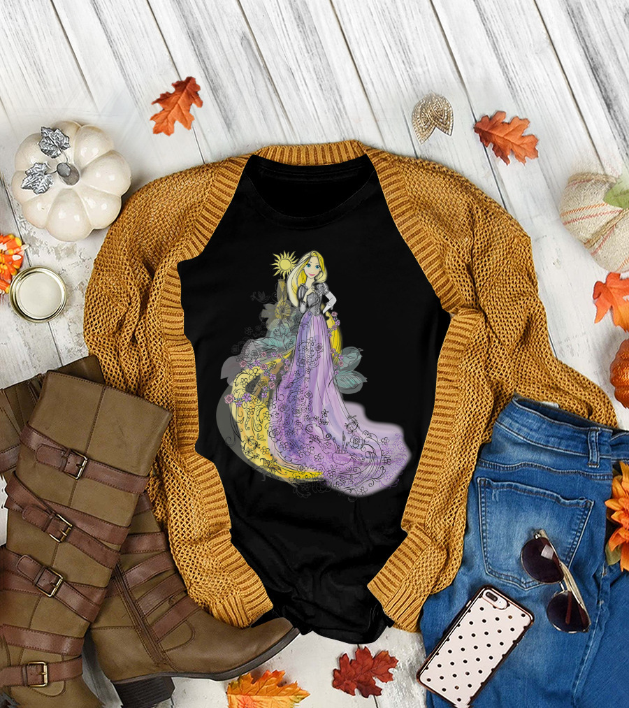 Disney Rapunzel Watercolor Sunflower Blossom Elegance T-Shirt