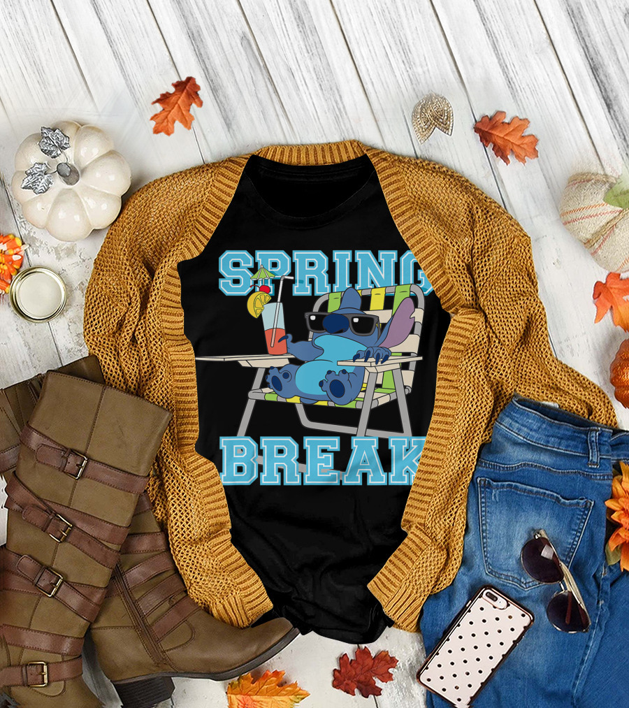 Disney Stitch Spring Break Chill Beach Chair Vibes T-Shirt