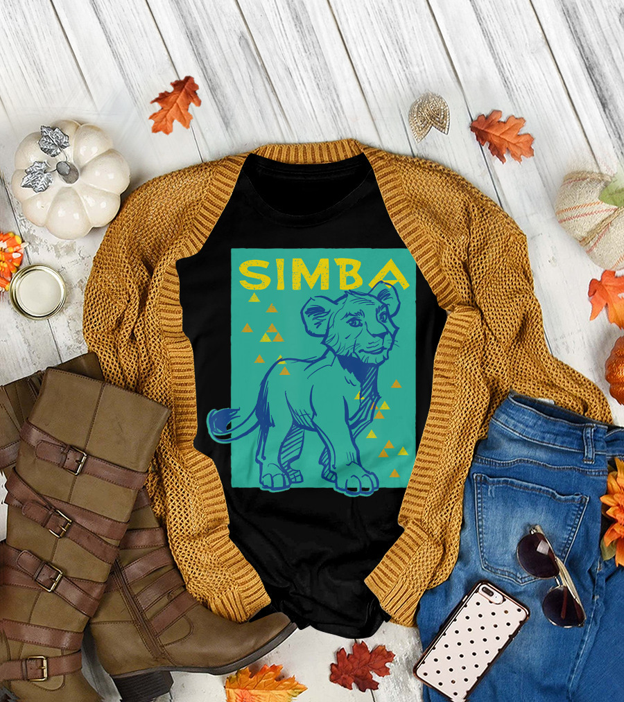 Disney The Lion King Simba With Geometric Triangles T-Shirt
