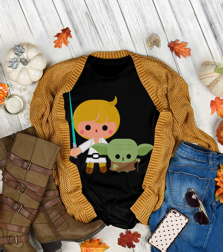 Star Wars Cute Cartoon Luke Yoda Jedi In Training T-Shirt