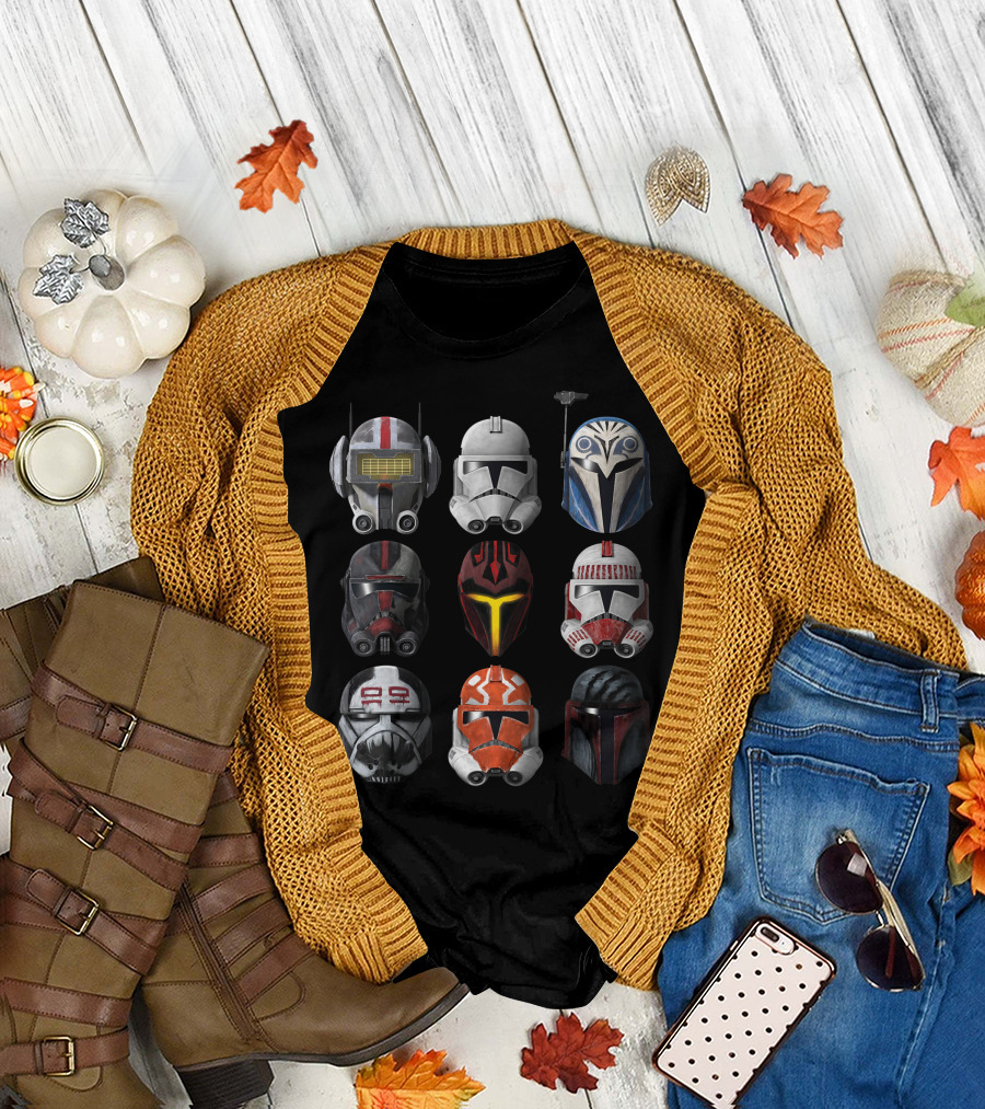 Star Wars The Clone Wars Iconic Clone Trooper Helmets Collection T-Shirt