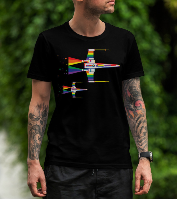 Star Wars X Wing Starfighter Rainbow Pride Galactic Spaceship T-Shirt