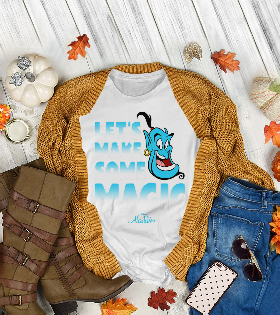 Disney Aladdin Genie Let's Make Some Magic Gradient Text T-Shirt