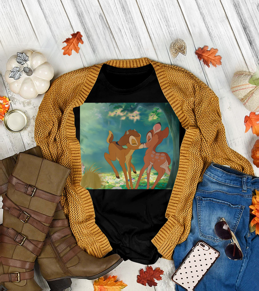 Bambi and Faline Forest Kiss Disney Classic Scene T-Shirt