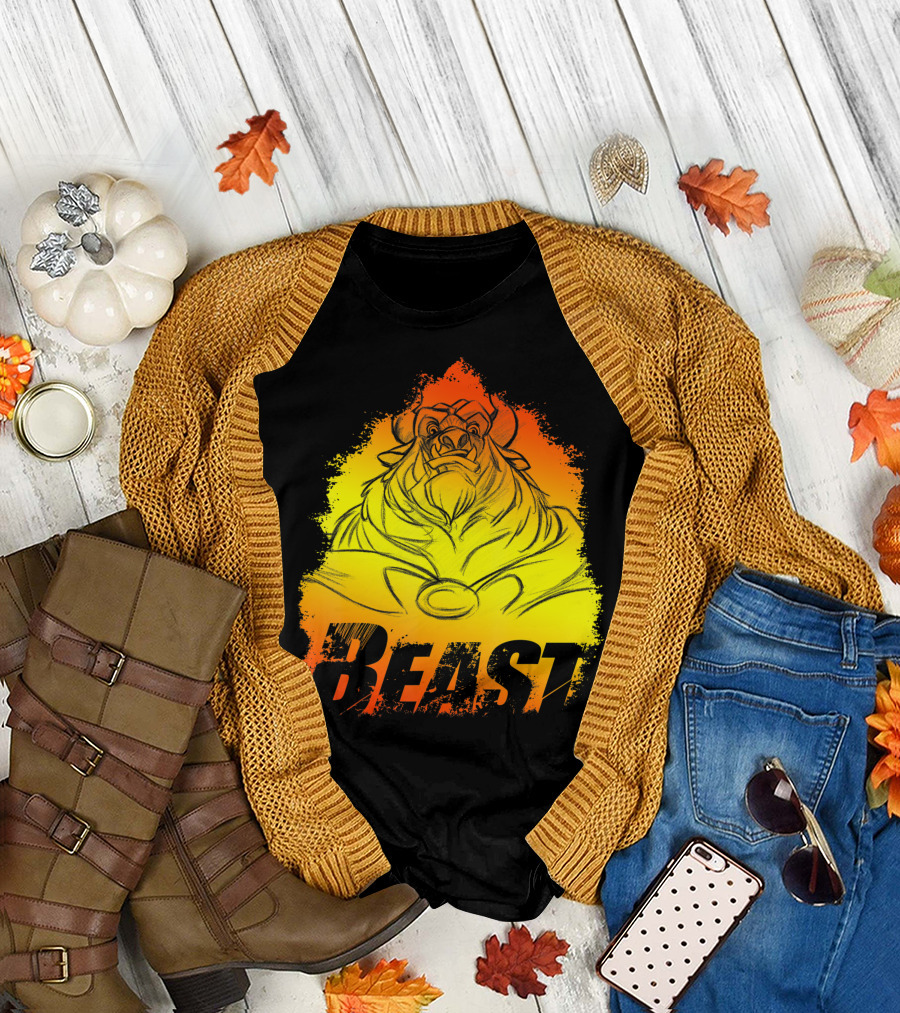Beauty And The Beast Beast Gradient Color Fill Disney T-Shirt