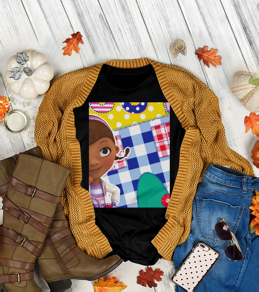 Disney Doc McStuffins Colorful Plaid Hearts and Polka Dots T-Shirt