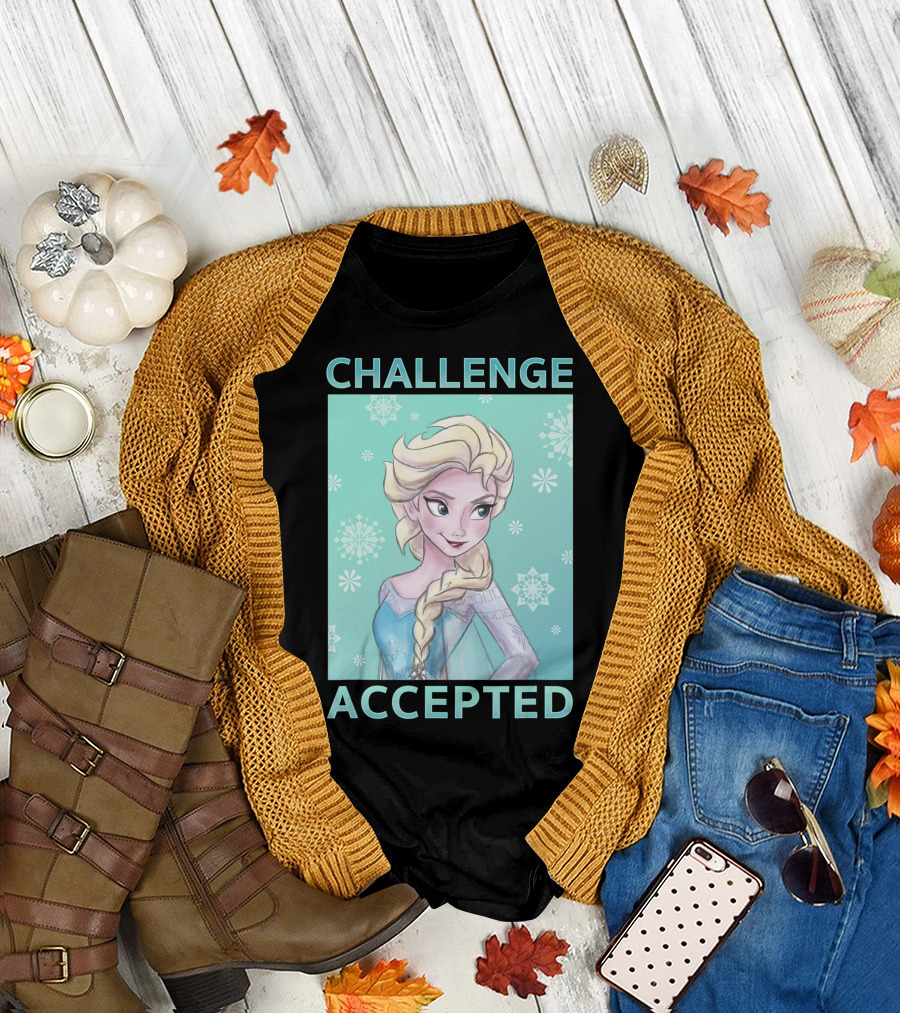 Elsa Challenge Accepted Disney Frozen Snowflakes T-Shirt