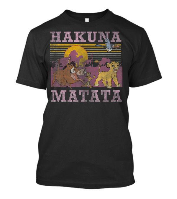 Hakuna Matata Disney Lion King Simba Timon Pumbaa Zazu Sunset Faded T-Shirt