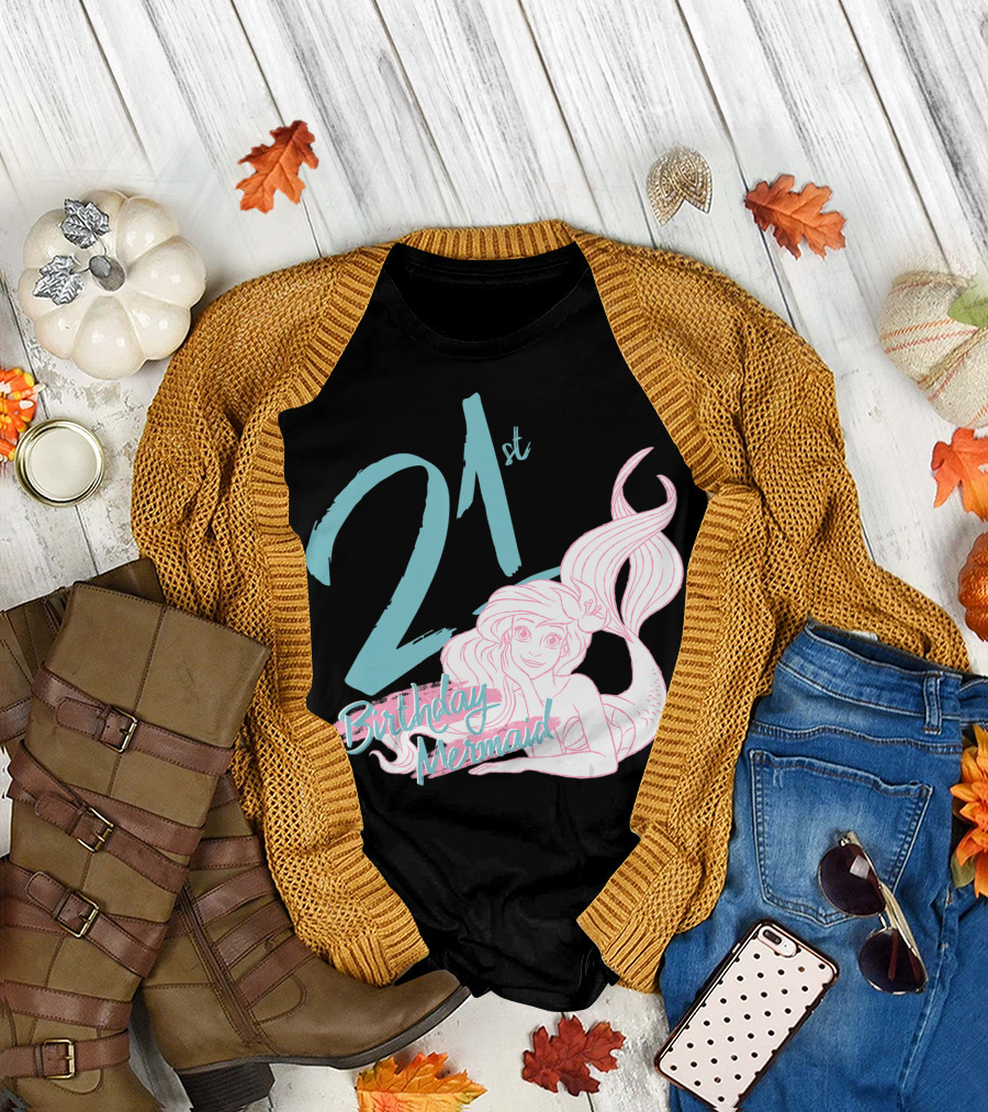 21st Birthday Mermaid Disney Little Mermaid Ariel Sketch T-Shirt