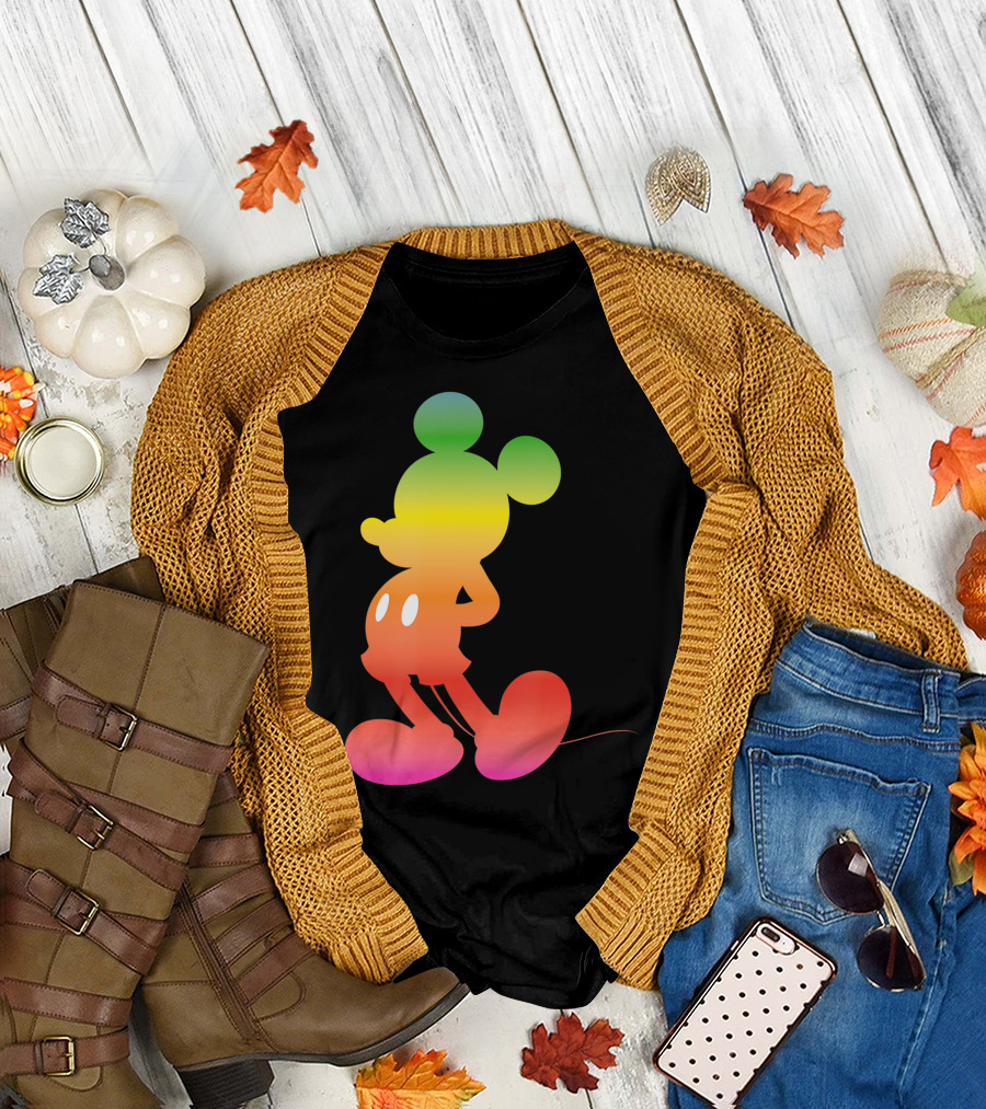 Disney Mickey Mouse Silhouette Gradient Rainbow T-Shirt