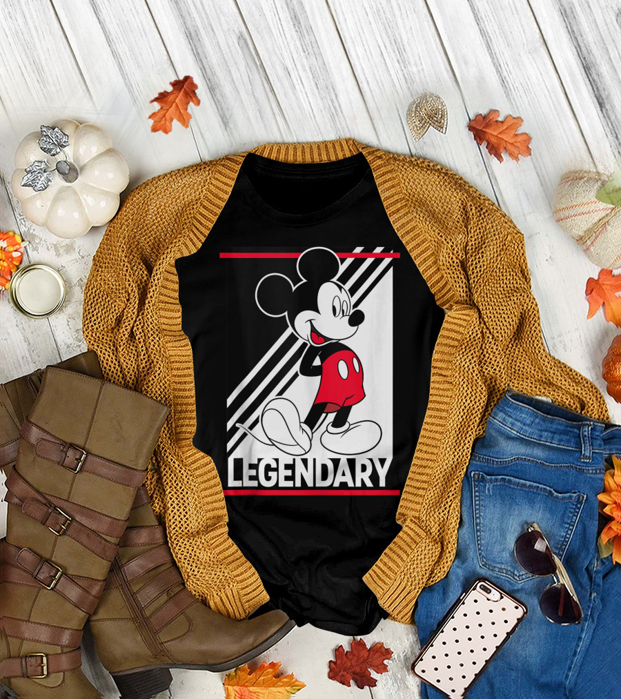 Disney Mickey Mouse Legendary Striped Red Shorts T-Shirt
