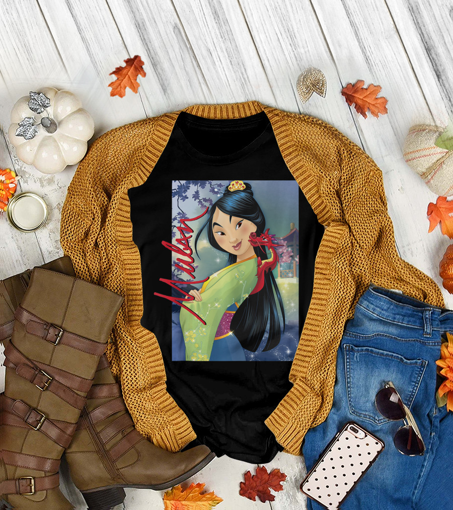 Mulan Disney Signature Mushu Blossoms Princess Scene T-Shirt
