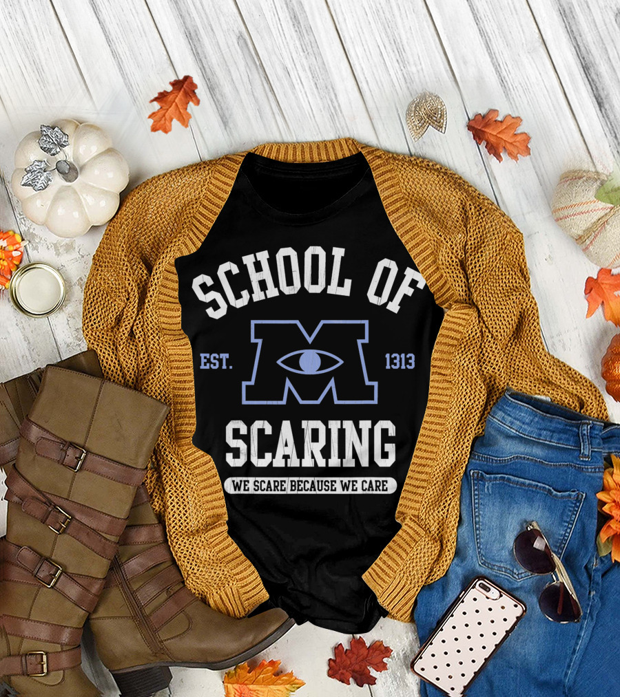 Disney Pixar Monsters Inc School Of Scaring Est. 1313 We Scare Because We Care T-Shirt