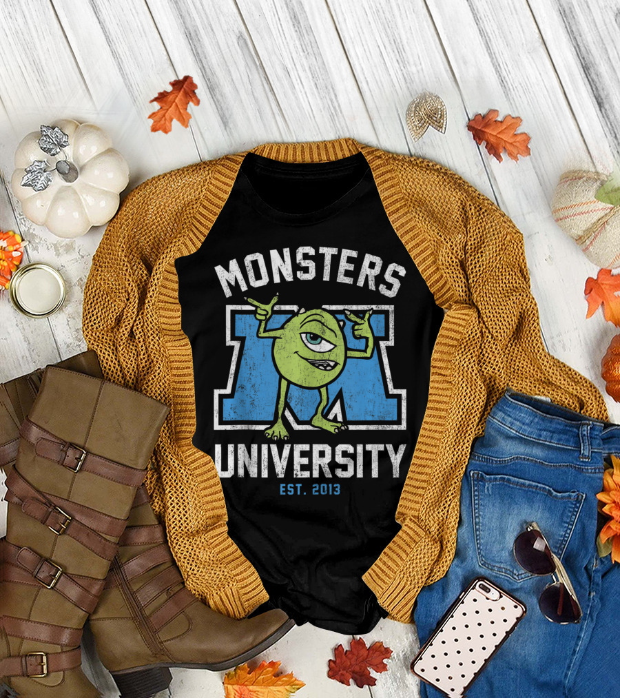 Monsters University Mike Wazowski Est. 2013 Collegiate Pixar Disney T-Shirt