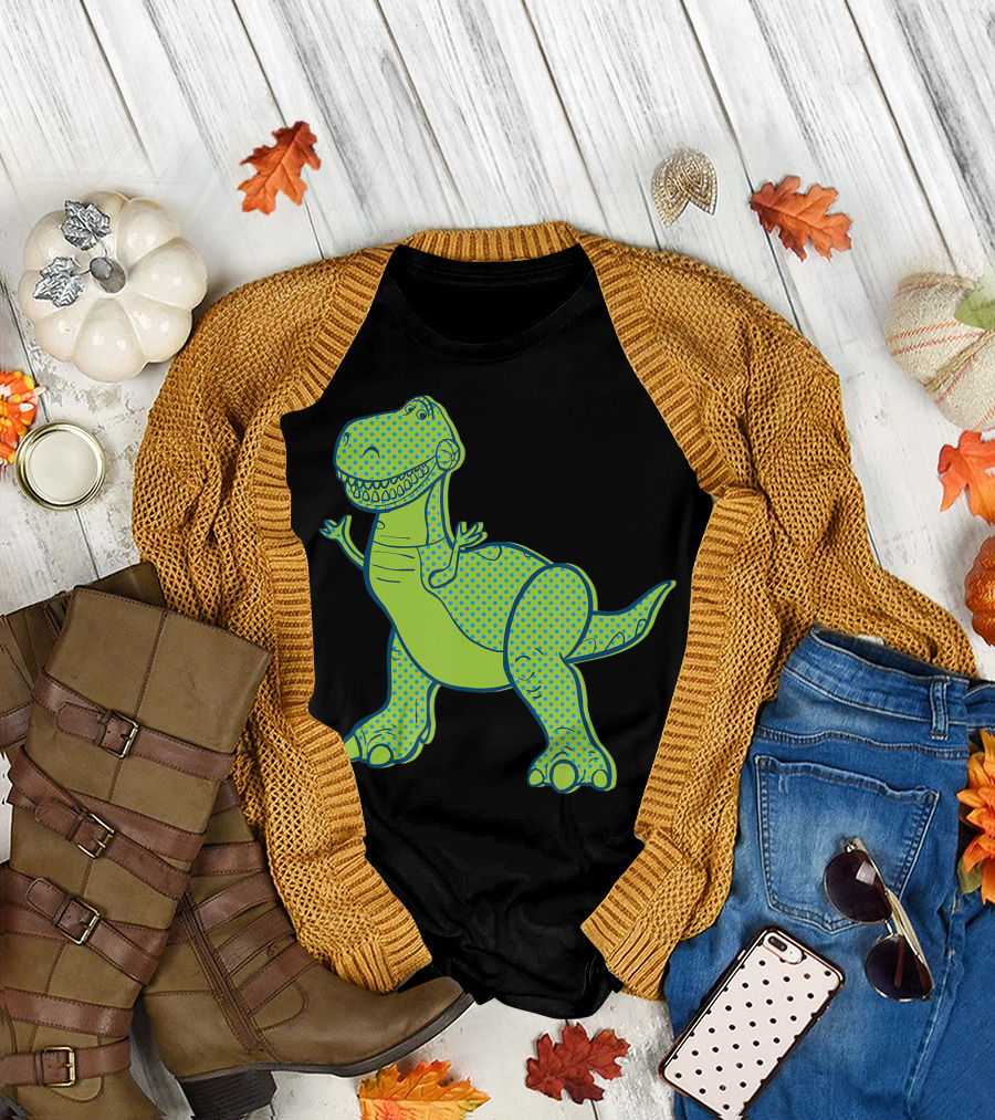 Disney Pixar Toy Story 4 Rex Green Blue Halftone T-Shirt