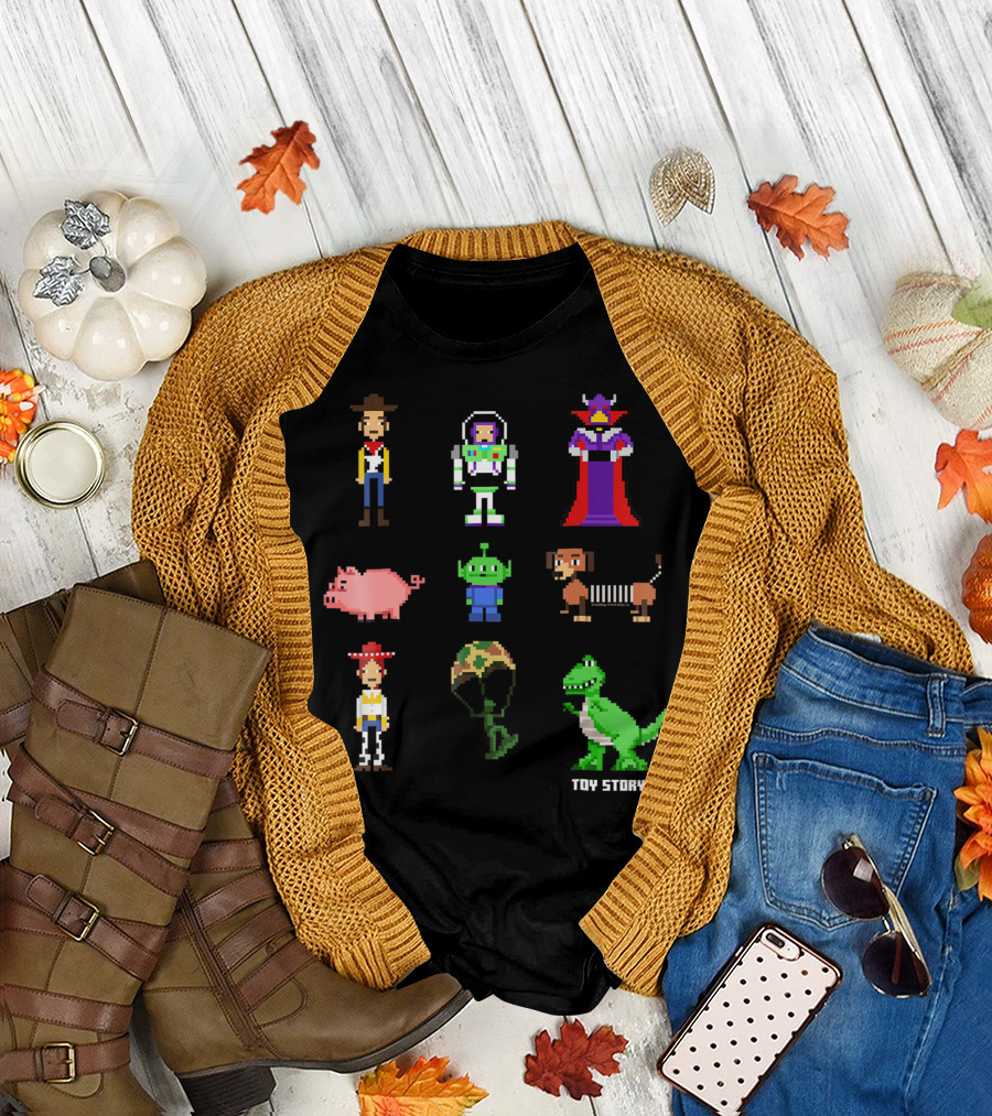 Disney Pixar Toy Story Characters Pixel 8 Bit T-Shirt