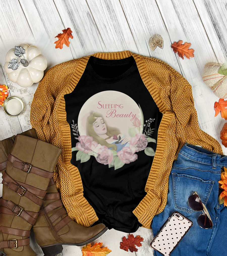Sleeping Beauty Vintage Roses Disney Classic Aurora Floral T-Shirt