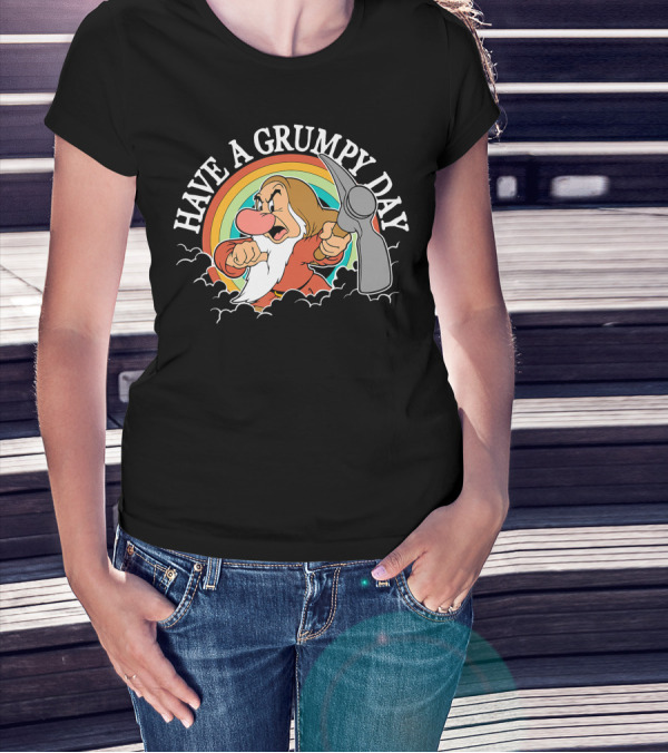 Disney Snow White Grumpy Have A Grumpy Day Pickaxe Rainbow T-Shirt