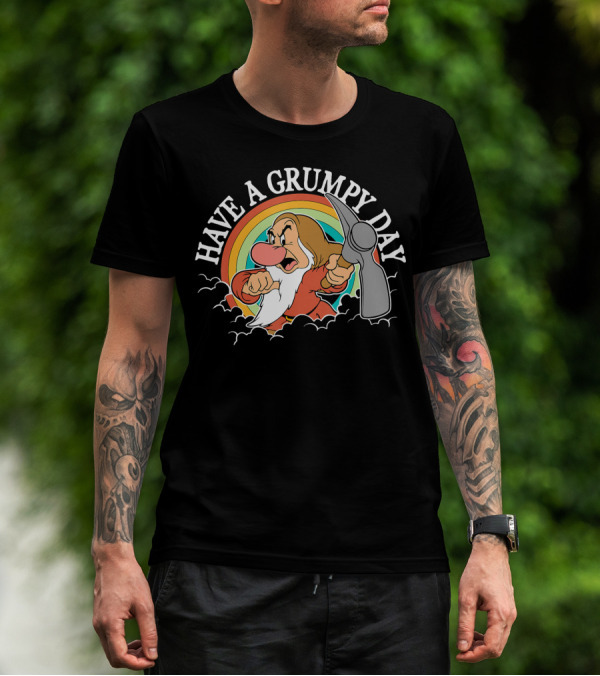 Disney Snow White Grumpy Have A Grumpy Day Pickaxe Rainbow T-Shirt