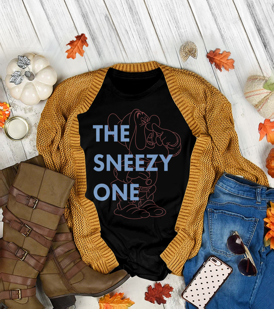 Disney Snow White The Sneezy One Outline Sneezy Dwarf Line T-Shirt