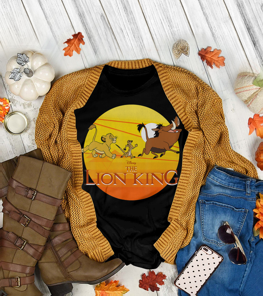 Disney The Lion King Simba Timon Pumba Running Sunset T-Shirt