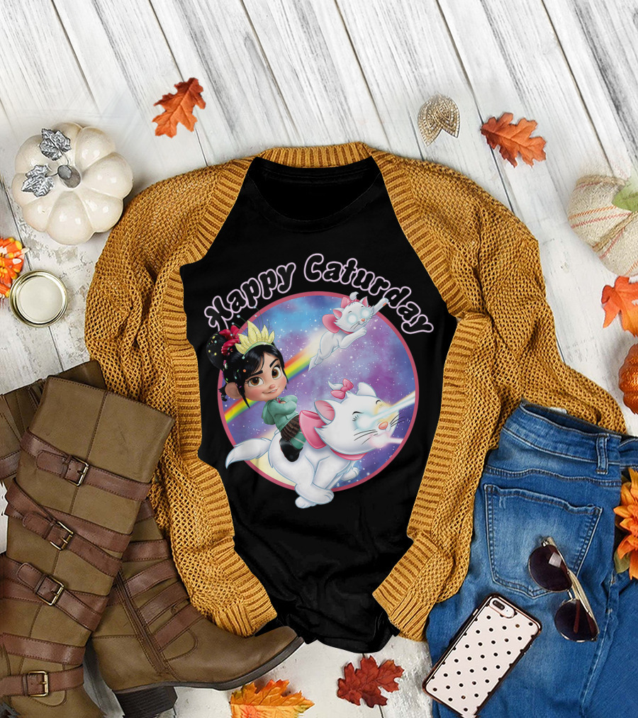 Happy Caturday Disney Wreck It Ralph Vanellope Rainbow Galaxy T-Shirt