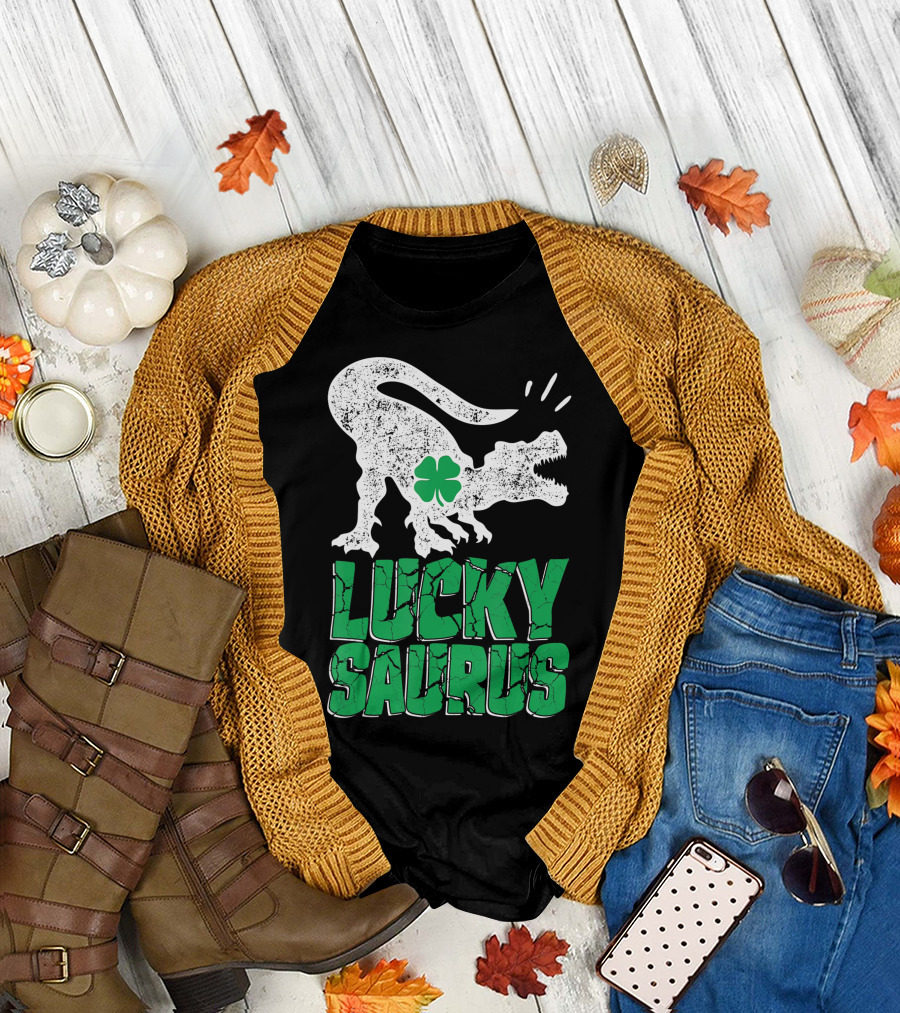 Luckysaurus Shamrock Dinosaur T-Shirt