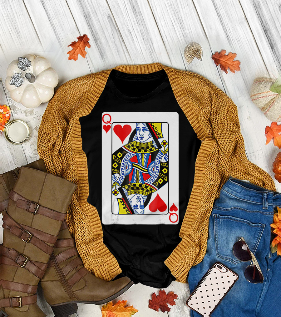 Queen Of Hearts Playing Card Valentines Day T-Shirt