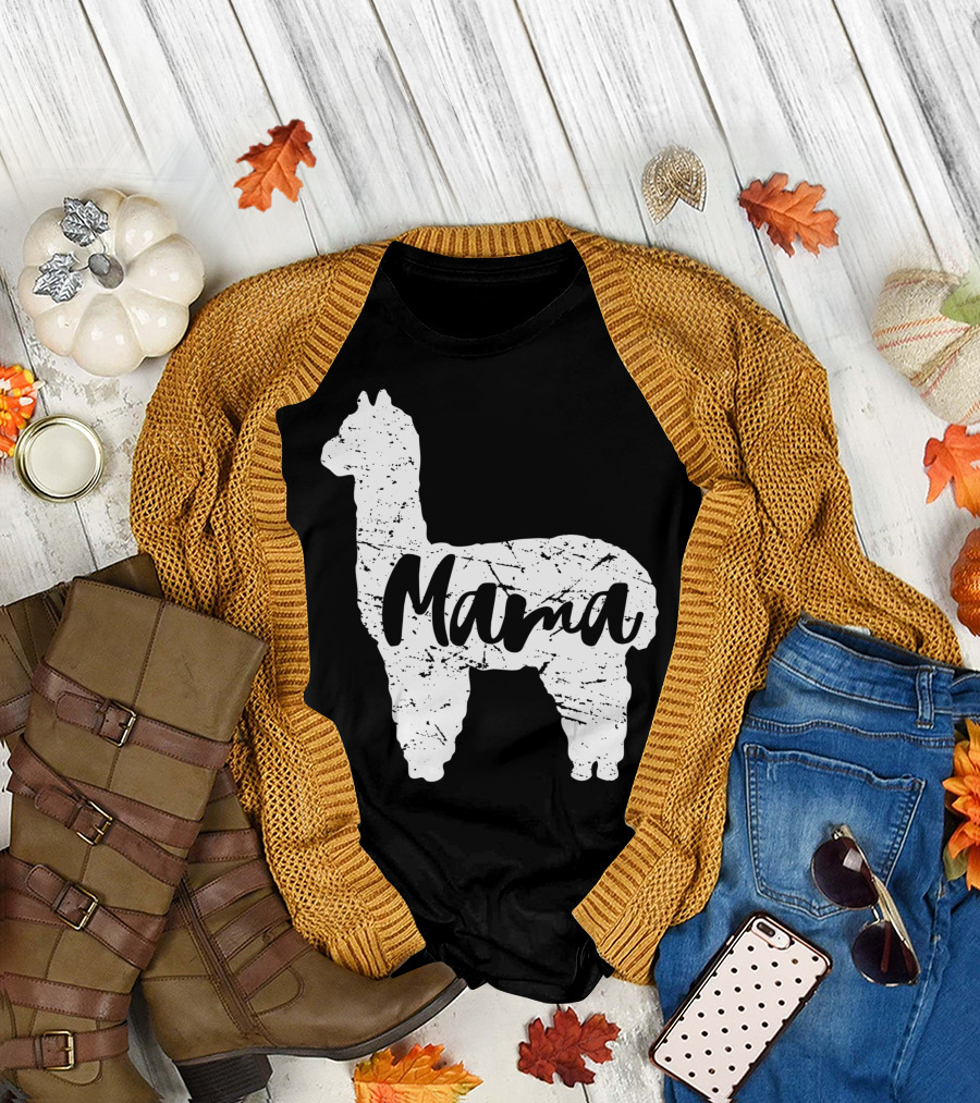 Mama Llama Alpaca Cute Proud Happy T-Shirt