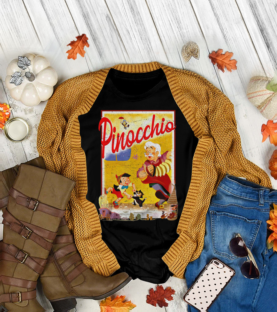 Pinocchio Vintage Storybook Adventure with Geppetto and Friends T-Shirt