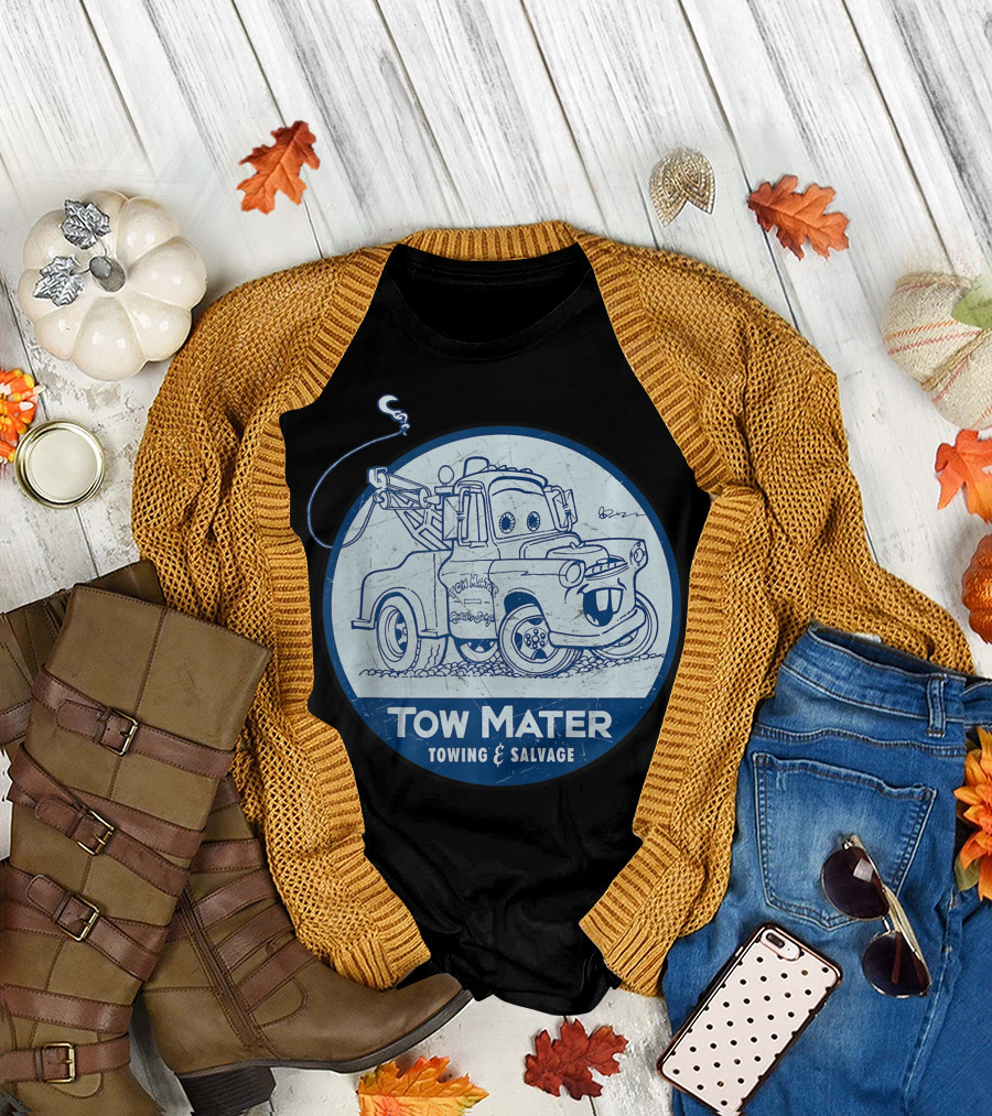 Tow Mater Towing Salvage Disney Pixar Cars Badge T-Shirt