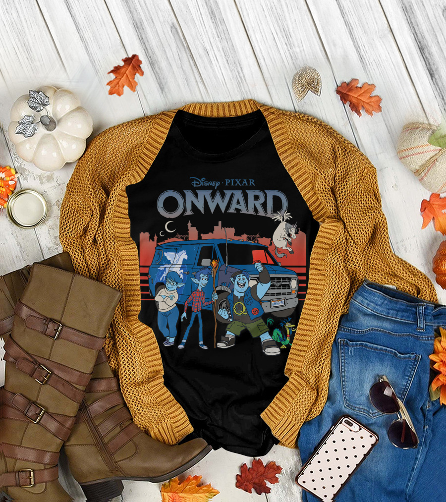 Disney Pixar Onward Van Adventure with Unicorn and Characters T-Shirt