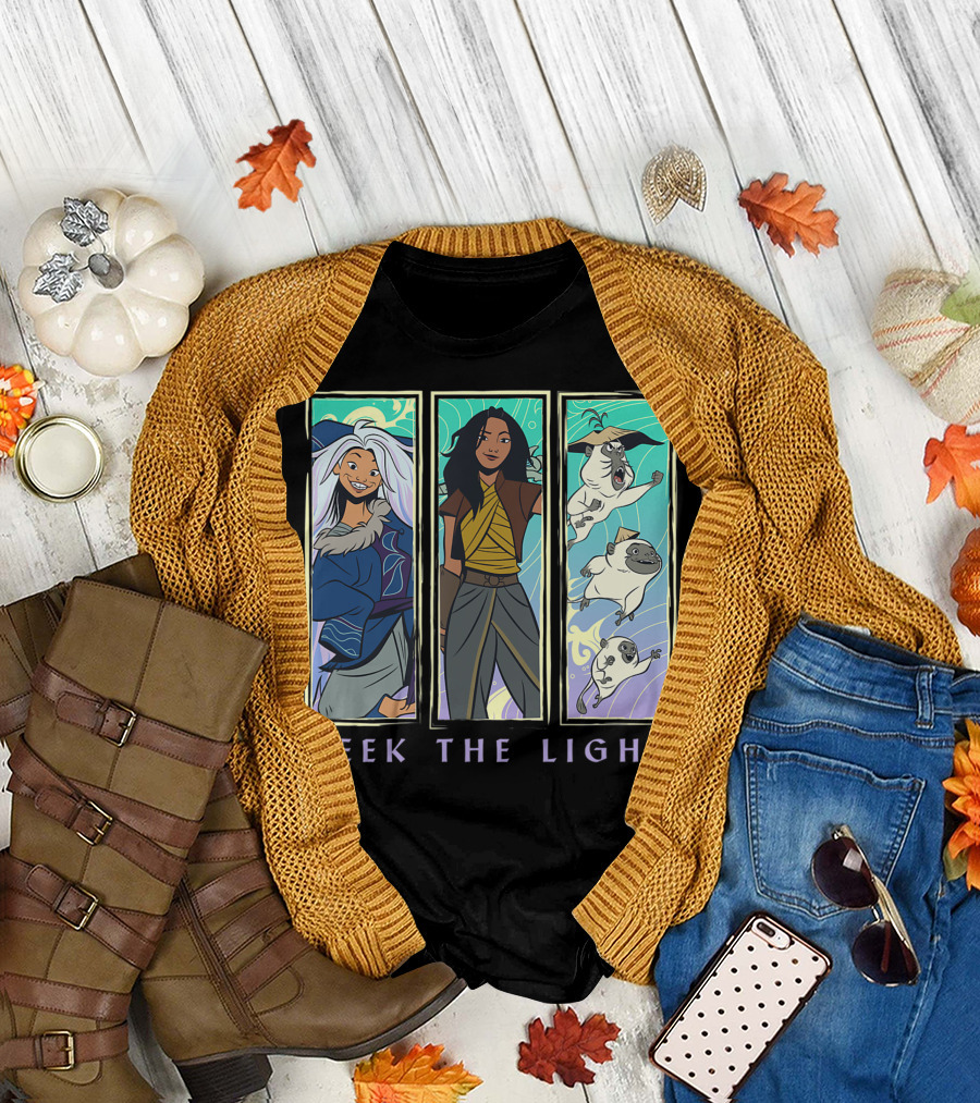 Disney Raya And The Last Dragon Seek The Light Characters and Companions Panels T-Shirt