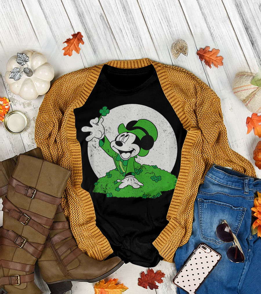 Mickey Mouse Leprechaun with Four Leaf Clover St. Patrick's Day 3T T-Shirt