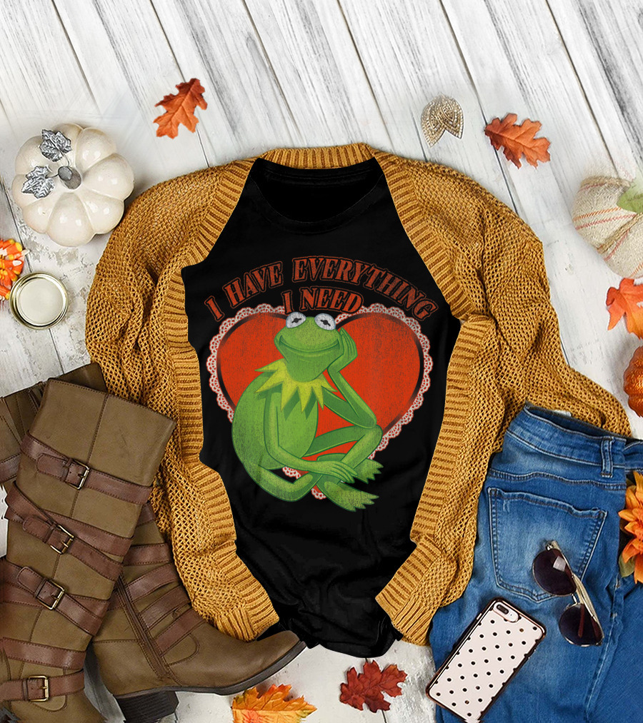 Disney The Muppets Valentine's Day Kermit I Have Everything I Need Heart T-Shirt