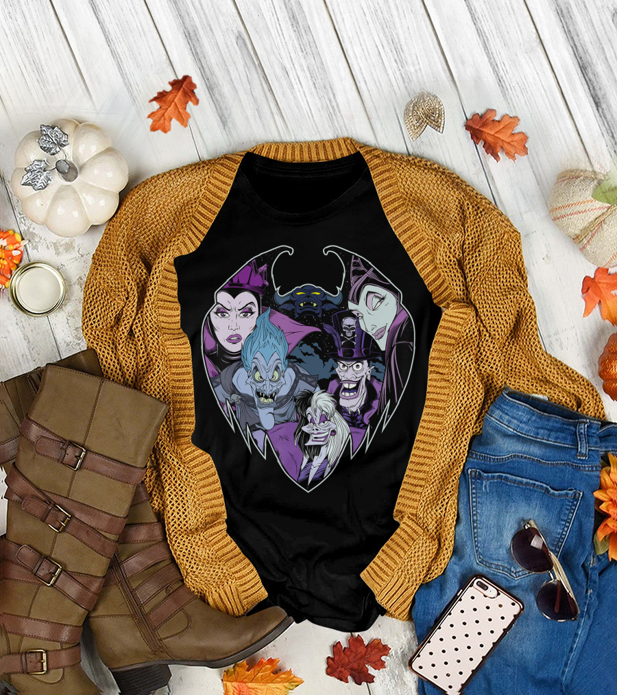 Disney Villains Maleficent Hades Ursula Cruella Facilier Evil Crew T-Shirt