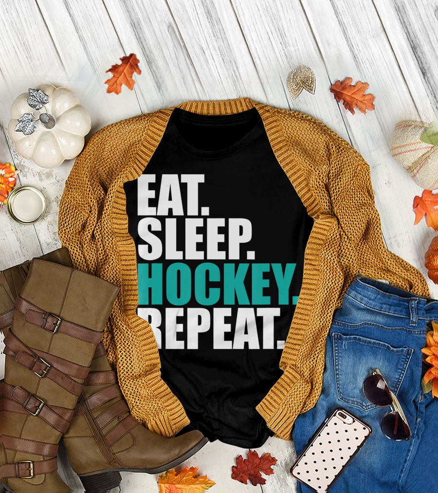 Eat Sleep Hockey Repeat Hockey Lovers Passion for the Game T-Shirt
