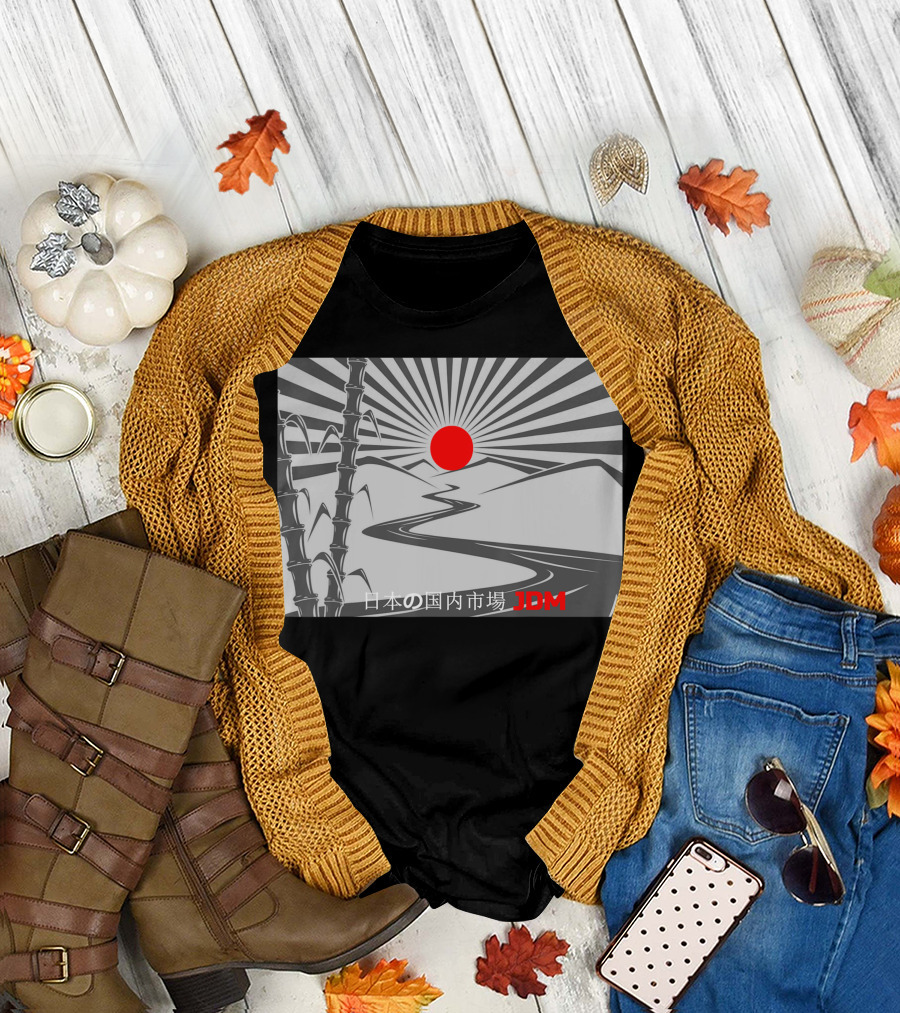 JDM Japanese Domestic Market Red Sun Mountain Road Scene T-Shirt