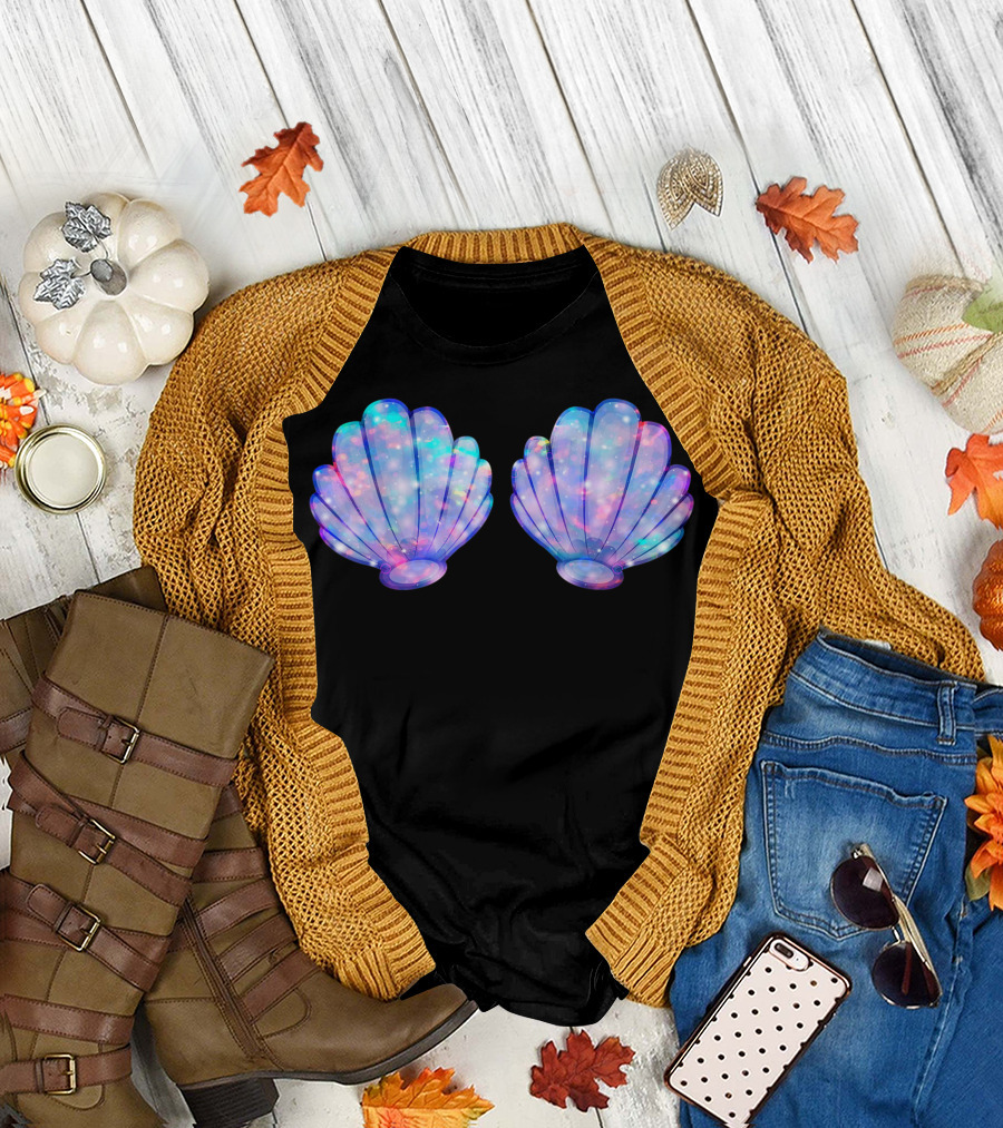 Mermaid Seashell Bra Bikin Party Magical Glow T-Shirt