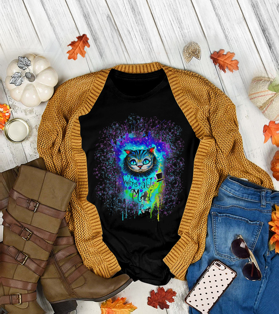 Cheshire Cat We're All Mad Here Watercolor Nebula Hat T-Shirt