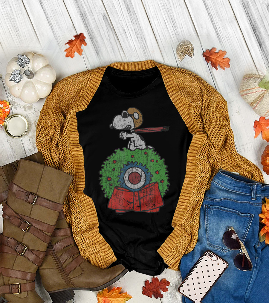 Snoopy Flying Ace Christmas Wreath Target T-Shirt