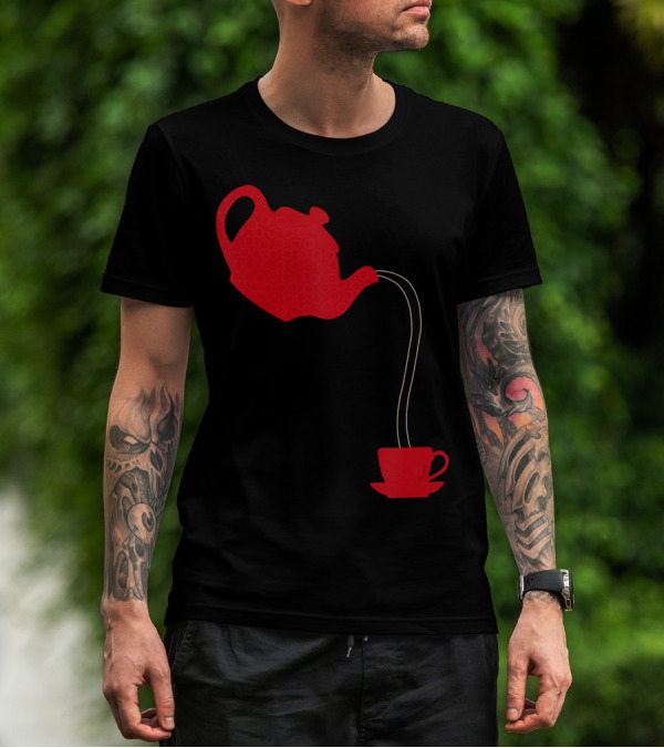 Cool Teapot Pouring Into Cup Tea Party Time Lover T-Shirt