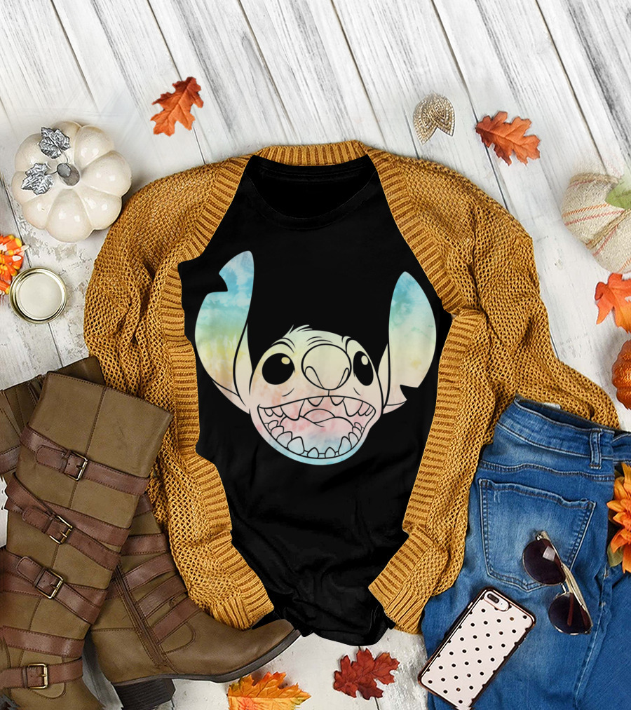 Lilo And Stitch Colorful Tie Dye Face Art Disney T-Shirt