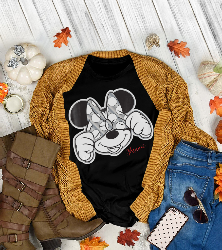 Disney Minnie Mouse Polka Dot Bow Over Eyes T-Shirt