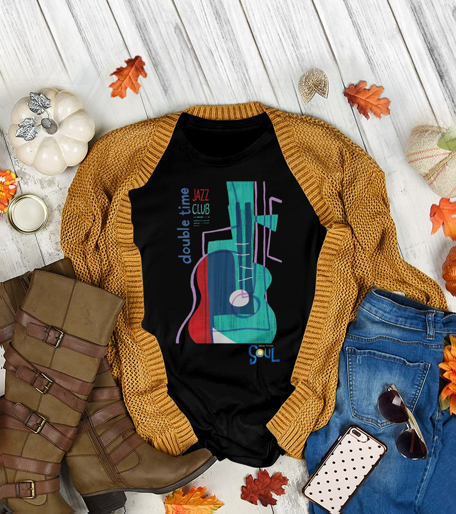 Disney Pixar Soul Double Time Jazz Club Colorful Abstract Guitar T-Shirt