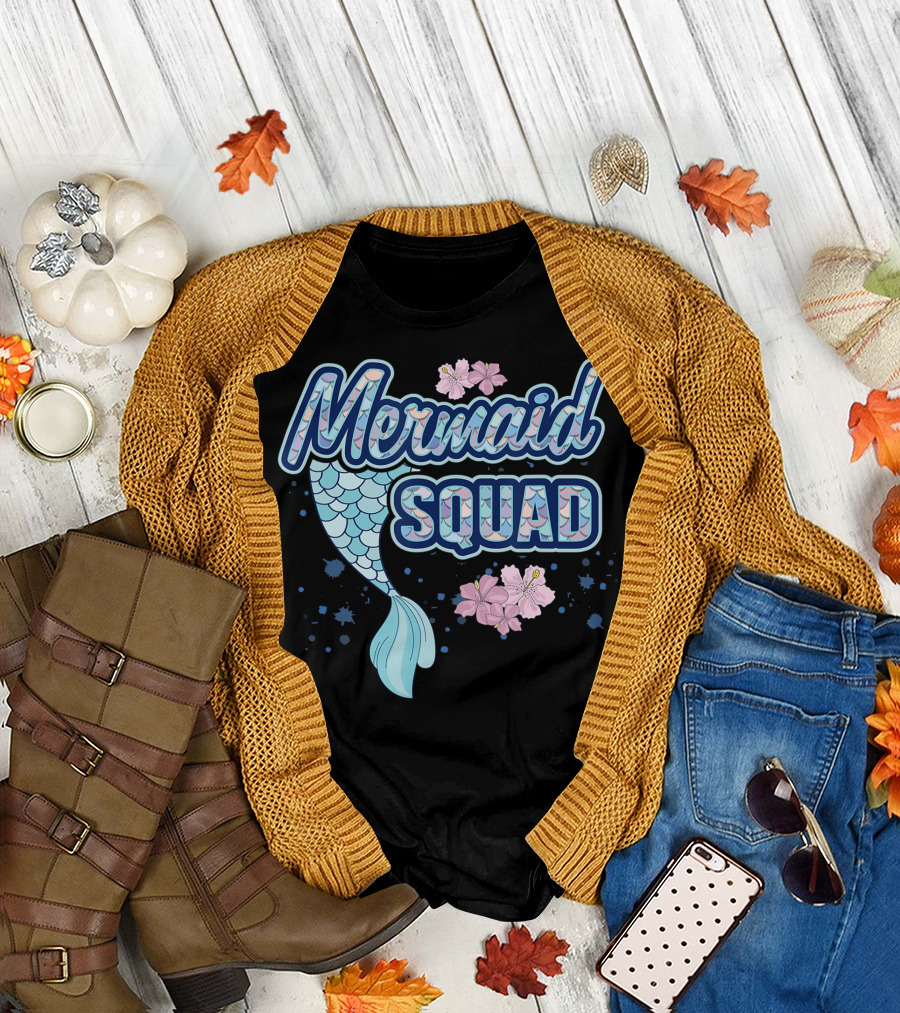 Mermaid Squad Matching Birthday Party Mama Girls T-Shirt